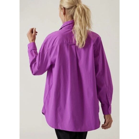 ATHLETA Oversized Poplin Top Jazzy Purple Shirt Performance Relax Women's XL - Picture 7 of 11
